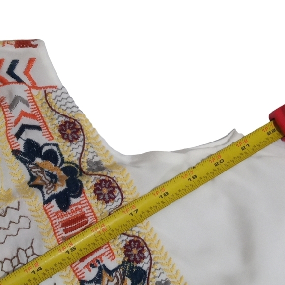 Johnny Was Biya Boho  Embroidered Handkerchief Hem Sleeveless Tunic Top Size XS - Picture 6 of 8